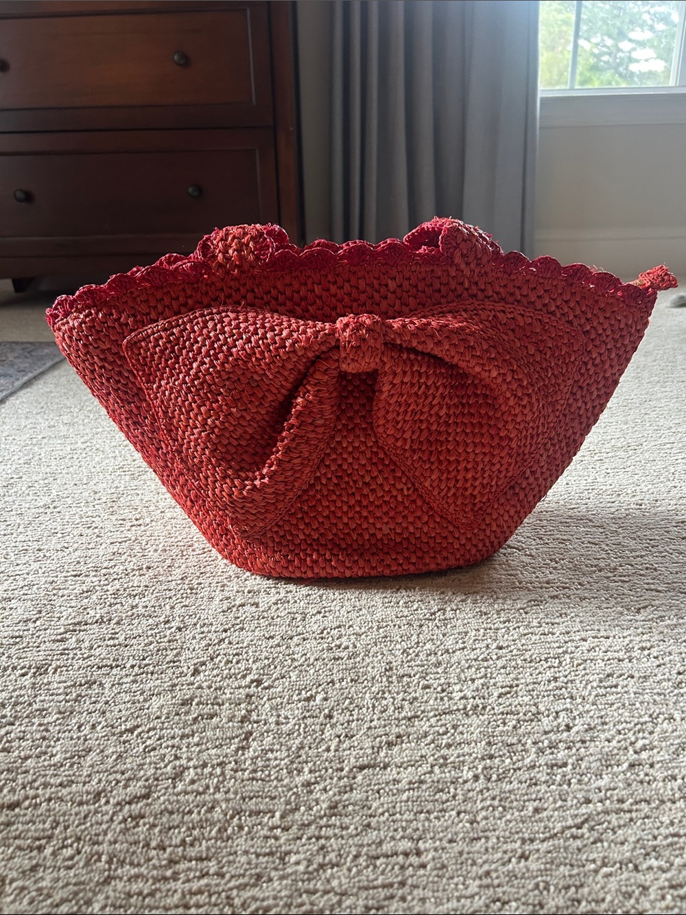 Woven Red Bow Tote Bag for Women